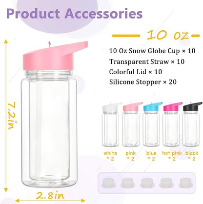 10 Pack 10 Oz Plastic Snow Globe Tumbler - Image 5