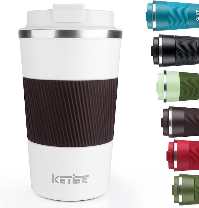 KETIEE Travel Coffee Mug 12oz: Reusable Insulated Coffee Cup by KETIEE