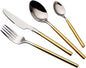24 Piece Silverware Set For 6 Gold Handle Heavy duty 18/10 Stainless Steel Flatware Set Modern Design Knife/Fork/Spoon Mirror Polished Dishwasher Safe Cutlery Set with Gifts