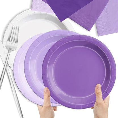 CMUSKO Lavender Party Supplies-150Pcs Purple Plates and Napkins Kit Serves 50 - Image 5