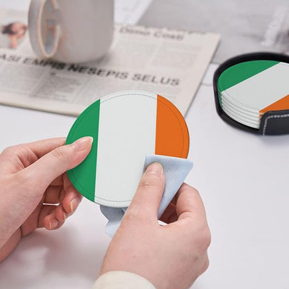 6 Pack Ireland Flag Leather Coaster - Image 6