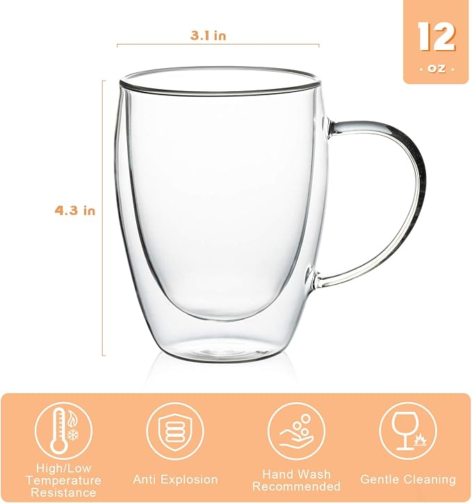MEWAY 12oz/6 pack Coffee Mugs, Cappuccino - Image 2