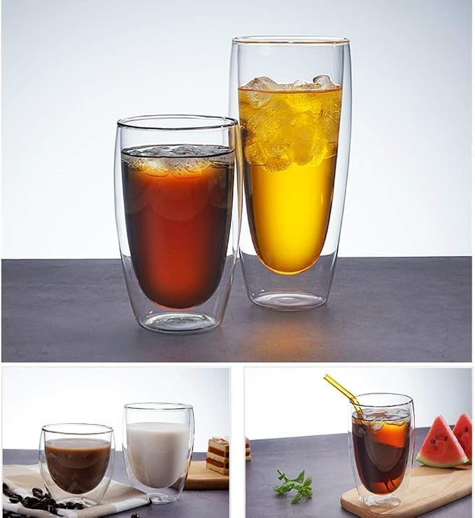 Asng Glass Coffee Mugs, Double Wall Insulated Thermal Cups Drinking Glasses - Image 4