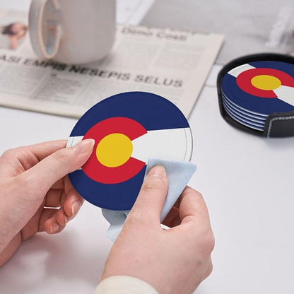 6 Pack Colorado Flag Leather Coaster - Image 6