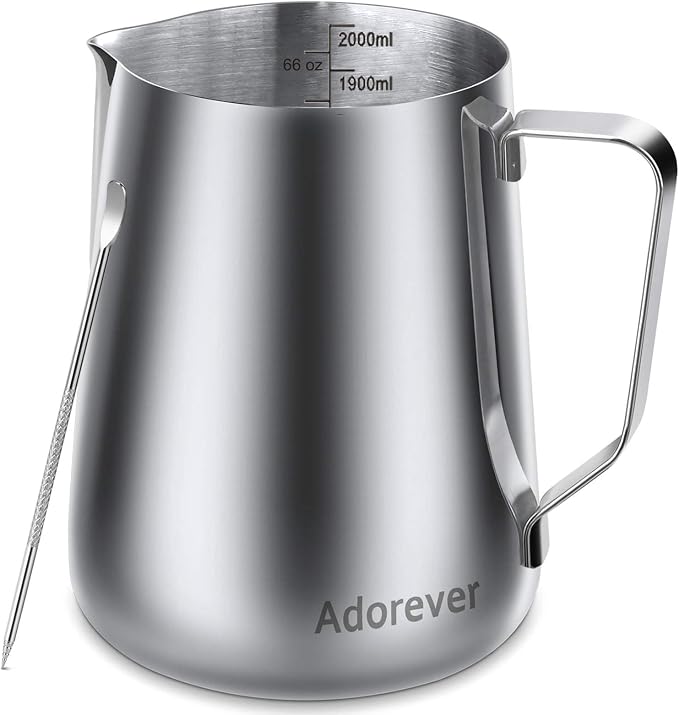 Milk Frothing Pitcher, 66oz Steaming Pitcher Stainless Steel Espresso Machine by Adorever
