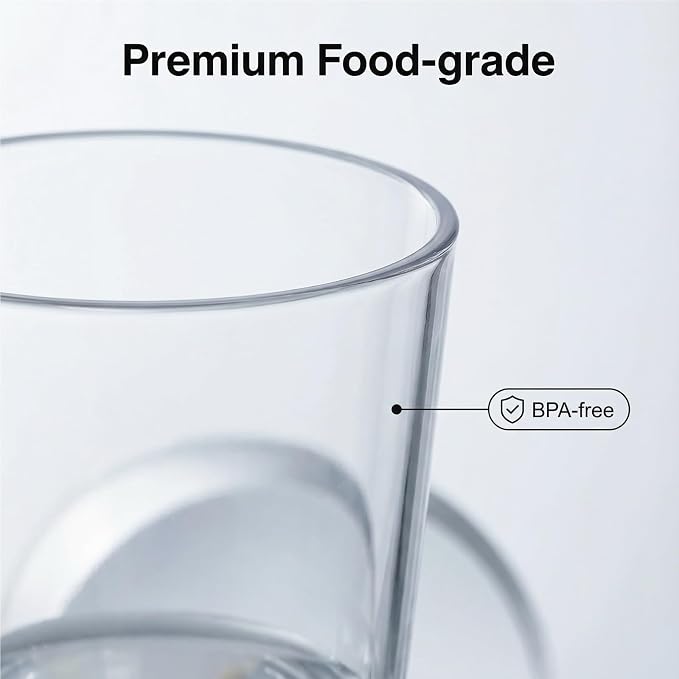 Clear Plastic Reusable Drinking Glasses set 6, 12oz Iced Tea Cups | BPA Free - Image 4
