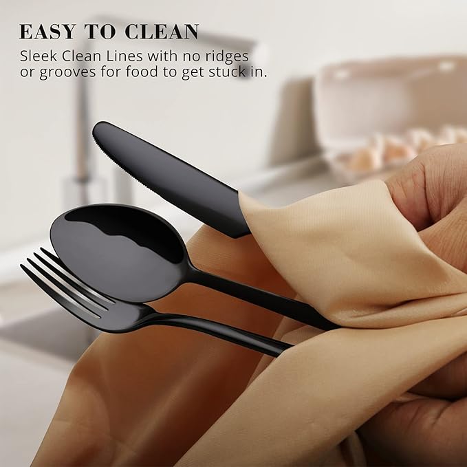 Black Silverware Set, 20-Piece Flatware Set - Image 5