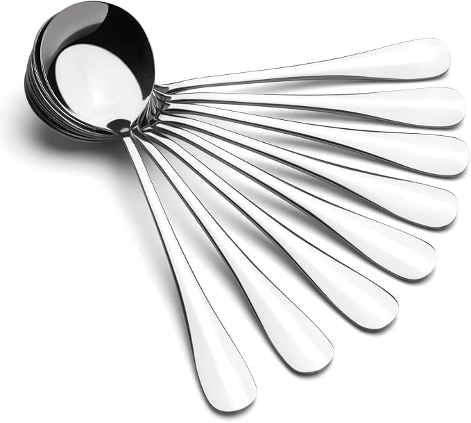 6 Piece Soup Spoons, High Grade Stainless Steel Soup Spoons, Dishwasher Safe by AmoVee