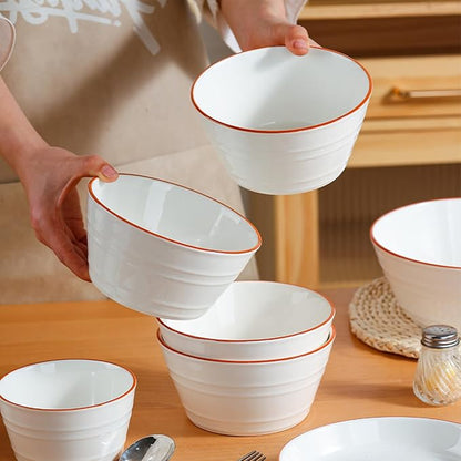 Ceramic Bowls Set of 6, 27oz Deep Soup Bowls - Image 6