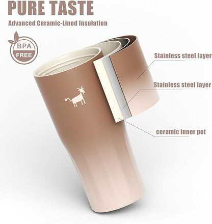 CHEERFUL GOAT Ceramic Lined Coffee Travel Mug – Stainless Steel Travel Coffee - Image 5