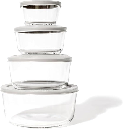 8-Piece Glass Food Storage Containers Set | Round, Microwave & Dishwasher Safe - Image 6