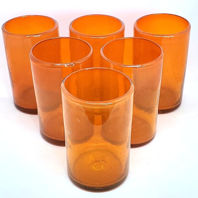 Solid Orange 14 oz Drinking Glasses, Recycled Glass, Toxin-Free - Image 6