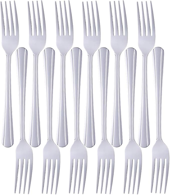 12 Pieces Dinner Fork, Stainless Steel Silverware Forks, 7.1 Inches Metal Fork by KitchenDining