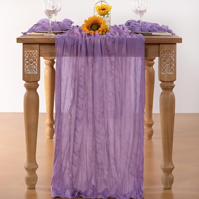 DeZerlor Purple Cheesecloth Table Runners 6 Pack Summer Boho Runners | - Image 4