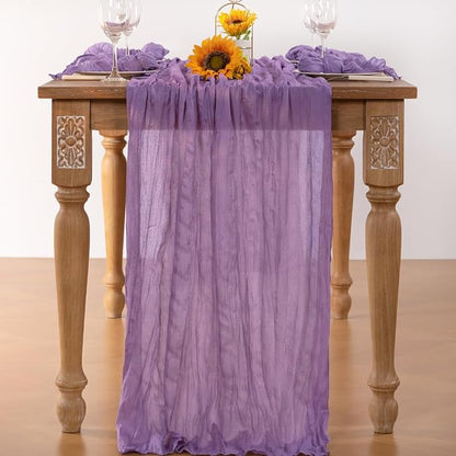 DeZerlor Purple Cheesecloth Table Runners 6 Pack Summer Boho Runners | - Image 4