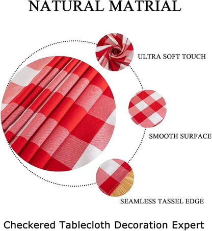 ShinyBeauty Checked Tablecloth Rectangle 54x80-Inch Red and White Buffalo Plaid - Image 6