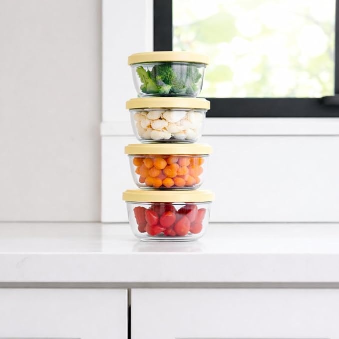 8-Piece Glass Food Storage Containers Set | 1-Cup, Leakproof | Microwave - Image 3