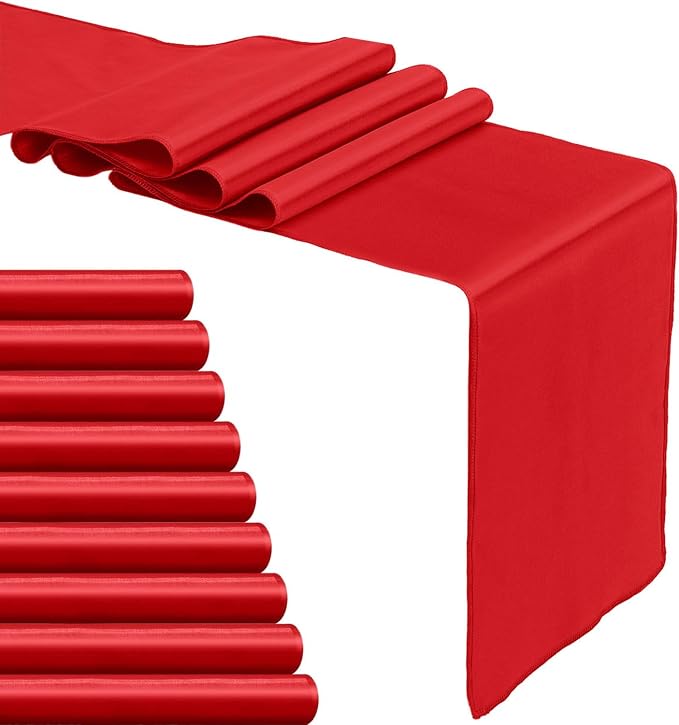10-Pack Red Satin Table Runner 12 x 108 Inch Long Bright and Smooth Silk Fabric - Image 8