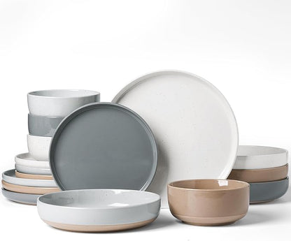 Famiware Milkyway 16-Piece Stoneware Plates and Bowls, Dishes Set by Famiware