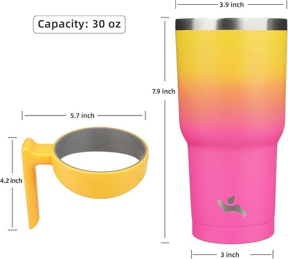 Konokyo 30 oz Tumbler with Handle and Straw, Insulated Travel Mug | Rainbow; - Image 4