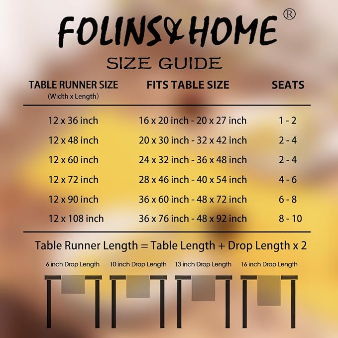 FOLINS&HOME Yellow Waterproof Decorative Table Runner 60 Inches Long | 210GSM - Image 6