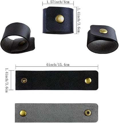 Saktopdeco Black Faux Leather Farmhouse Napkin Rings Set of 8 - Image 2