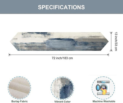 Blue and Grey Table Runner 13x72 Inch Modern Abstract Art Painting Kitchen - Image 6