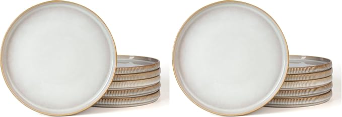 famiware Star Salad Plates for 6, 8 inches Plate Set, Stoneware Dinnerware by Famiware