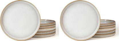 famiware Star Salad Plates for 6, 8 inches Plate Set, Stoneware Dinnerware by Famiware