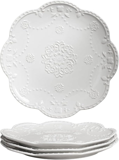 Gaolinci European Palace Series Lace Embossed Ceramic Dinner Plate by Gaolinci