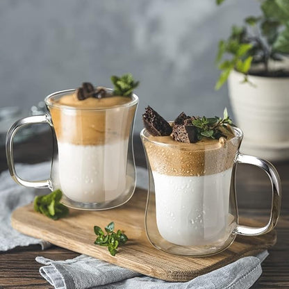 ecooe 8 Oz Double Walled Glass Coffee Cups Latte Cappuccino Cups Set of 4 - Image 4