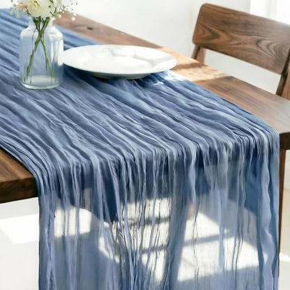Dusty Blue Cheesecloth Table Runner 120 Inches 10 Ft Gauze Table Runner | by LINXTAR