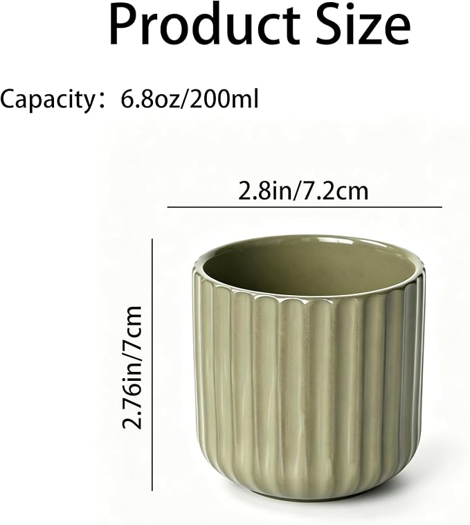 Japanese Ceramic Mug, Vintage Tea Cup 6oz Striped Cup No Handle Drinking Cup - Image 3