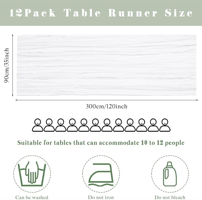 6 Pcs White Cheesecloth Table Runner 10FT Runner - Image 3