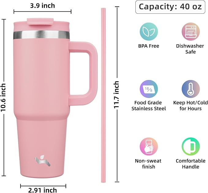 Konokyo 40 oz Insulated Tumbler Water Bottle - Image 4