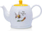 Porcelain Tea Pot Honey Bee Pattern Ceramic Teapot White Coffee Pot Water by Unknown