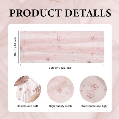 Artoid Mode Pink Flower Pearl Pink Gauze Table Runner 10FT, Seasonal Sheer - Image 7