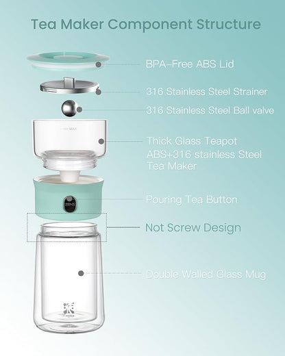 ZENS Modern Glass Infuser Teapot, One Touch Tea Release Loose Tea Maker | Loose - Image 7