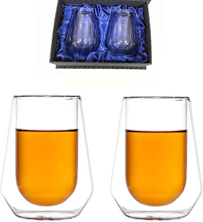 Amlong Crystal Double Wall Glass Whiskey Glasses, Classic Scotch Whiskey Glasses - Image 2