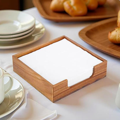 Acacia Napkin Holder for Table, 4 Non Slip Pads, Luncheon Paper Napkins - Image 3