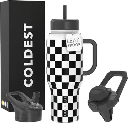 Coldest Tumbler with Handle and Straw, 100% Leak Proof Insulated Tumbler with by Coldest