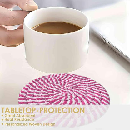 Drink Coasters 8 Pack with Holder, 4-Color Cotton Woven Absorbent Coasters Set - Image 7