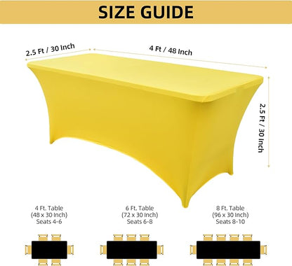 2-Pack 4ft Spandex Table Covers for Rectangular Folding Tables - Wrinkle Resistant Stretch Tight Table Cloths - Ultimate Fitted Table Protector for Parties, Banquet, and Wedding