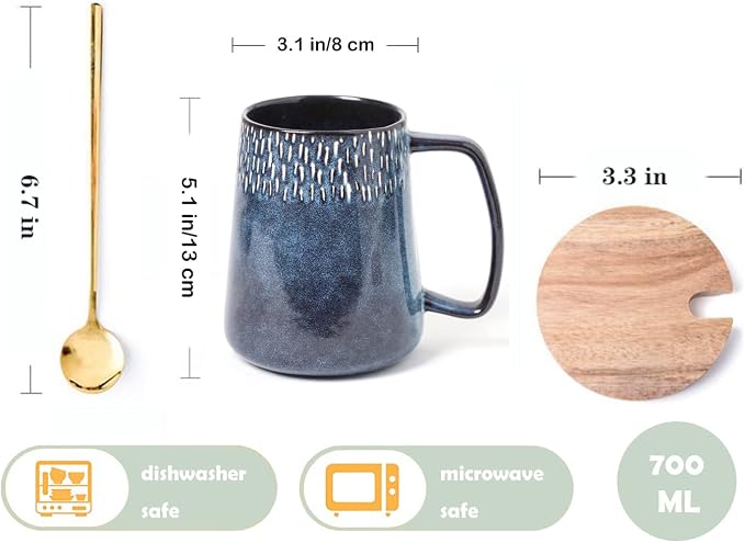 Large Ceramics Coffee Mugs, 24 OZ, - Image 2