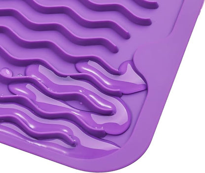 Silicone Dish Drying Mat for Multiple Usage,Easy clean,Eco-friendly,Heat-resistant Silicone Mat for Kitchen Counter or Sink,Refrigerator or Drawer Liner Purple S 12 inches x 6 inches