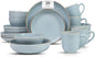 Stoneware Euro-Nordic 20pc Dinnerware Set, Shiny Light Blue by HomeVSS