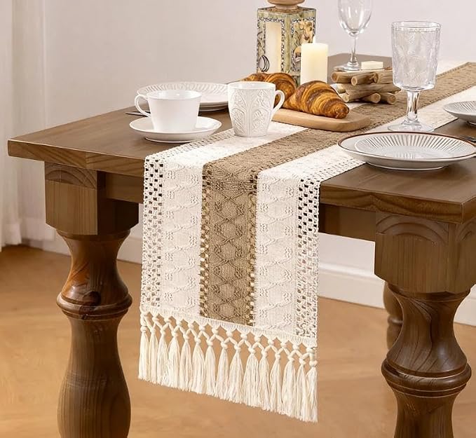 MLMW Boho Jute Table Runner Farmhouse Burlap Small Table Runner Dresser Runner - Image 4