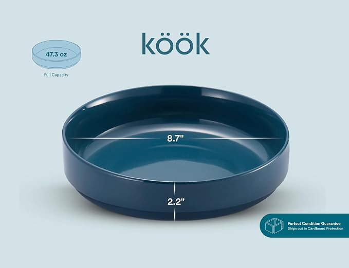KooK Pasta Bowl, Bowl Plate, Low Bowl, Plate Bowls, Ceramic Large Shallow Bowls - Image 8