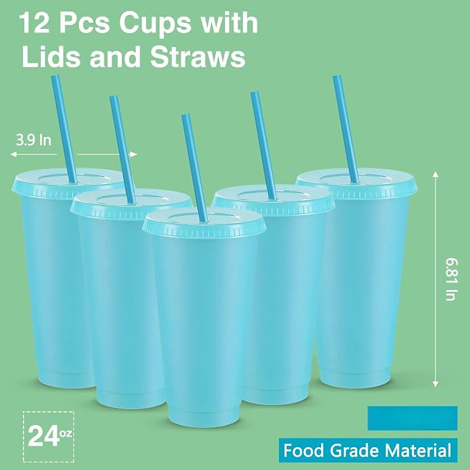Amyhill 12 Pcs Reusable Plastic Cup - Image 2