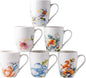 GBhome Floral Coffee Mugs Set of 6, 12 oz Ceramic Coffee Cups Set | Classic by GBhome